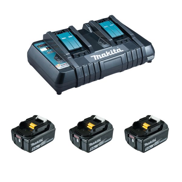 Makita Power-Source Kit 18V 5,0 Ah 198458-6 ( 3 x 5,0 Ah + Doppellader DC18RD )