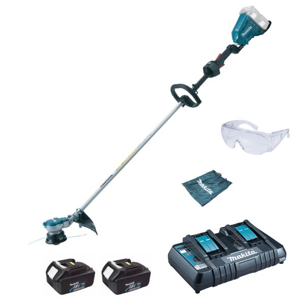 Makita DUR364LZ 2 x 3,0Ah + Doppel-Schnellladegerät DC18RD - Akku Rasentrimmer 2 x 18V