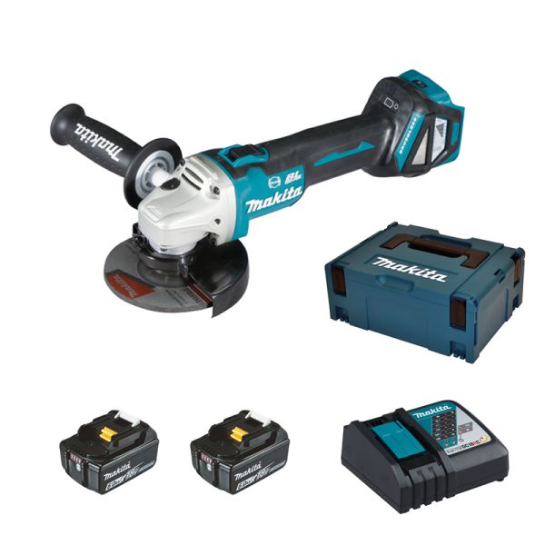 Makita DGA513RGJ 2 x 6,0 Ah - Akku Winkelschleifer 18 V 125 mm