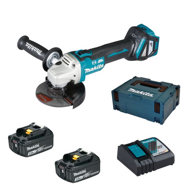 Makita DGA513RFJ 2 x 3,0 Ah - Akku Winkelschleifer 18 V 125 mm