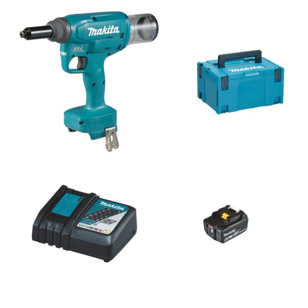 Makita DRV250RT1J 1 x 5,0 Ah + Ladergerät - Akku Blindnietsetzgerät 18V