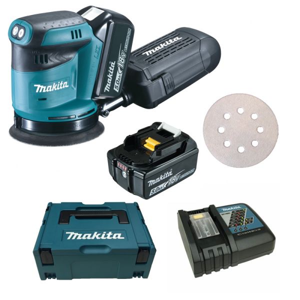 Makita DBO180RTJ 2 x 5,0 Ah - Akku Exzenterschleifer 18 V