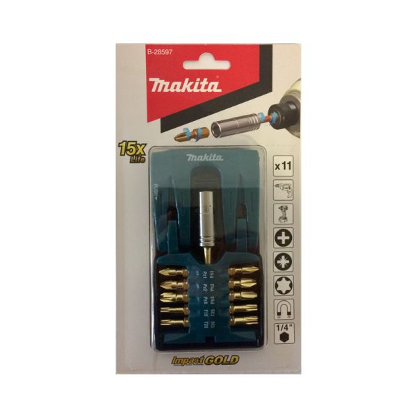 Makita Torsion Bit Set 11 tlg. B-28597 - Gold Impact