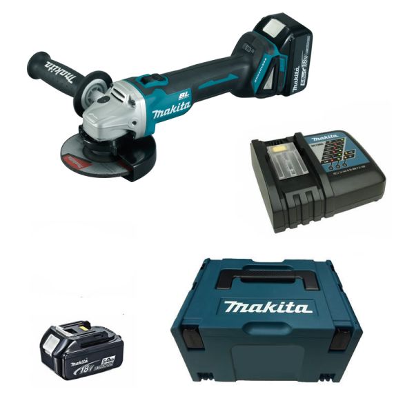 Makita DGA506RTJ 2 x 5,0 Ah im Makpac - Akku Winkelschleifer 18 V