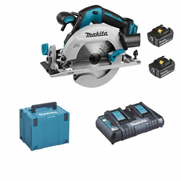 Makita DHS680PT2J 2 x 5,0 + Doppellader DC18RD - Akku Handkreissäge 18 V