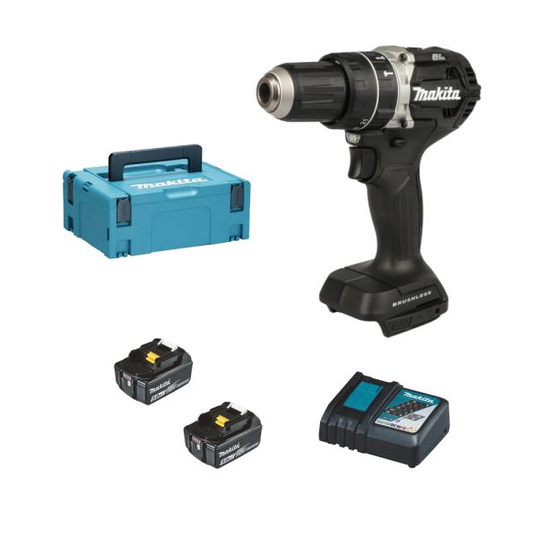 Makita DHP484RTJB 2 x 5,0 Ah / Makpac Black Edition - Akku Schlagbohrschrauber 18 V